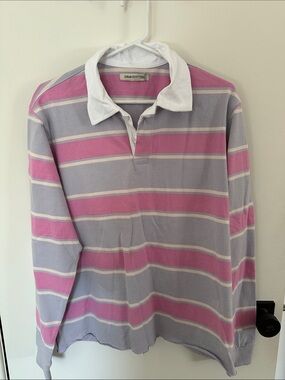 Urban Outfitters Pink, purple and White Striped Rugby Shirt